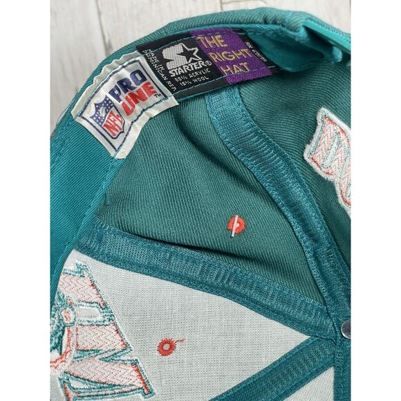 Miami Dolphins Starter Hat Vintage 90s NFL Snapback Don Shula Signed Tags - Picture 6 of 7